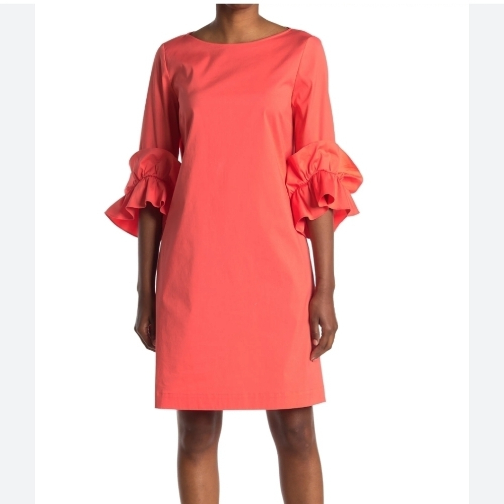 Lafayette 148 Whitby ruffle sleeve coral pink dress sz small new with tags